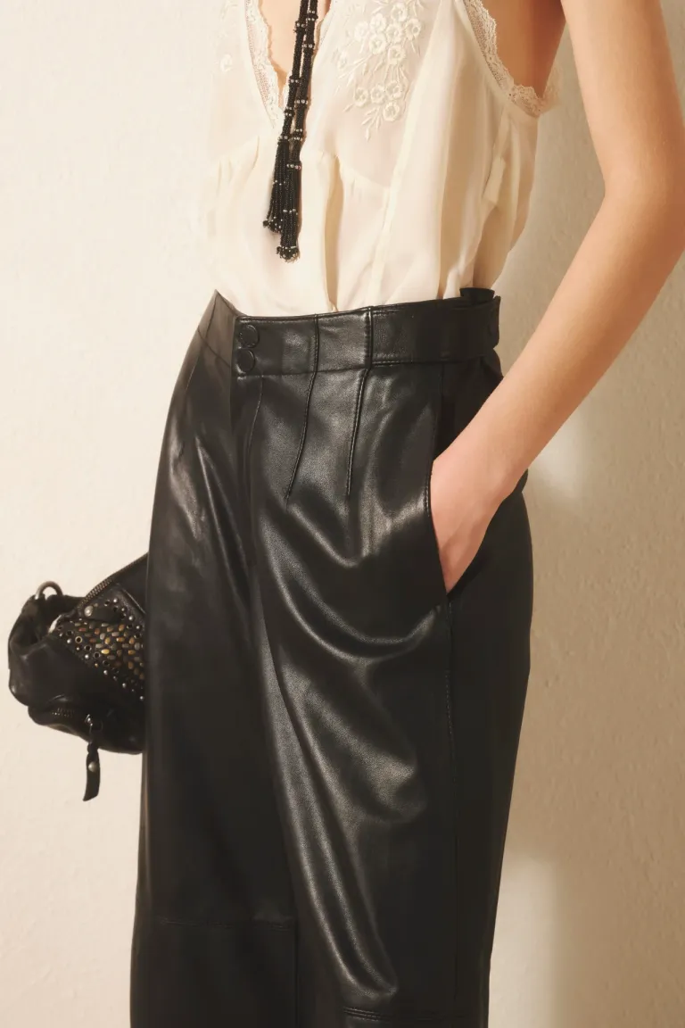 Pantalón de cuero sintético de corte amplio y estilo elegante de Rapsodia en Pantalones para argentina