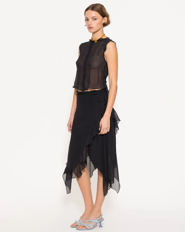 Top de gasa de algodón con tiras anudadas en la espalda para looks frescos y sofisticados de Jazmin Chebar en Tops para argentina