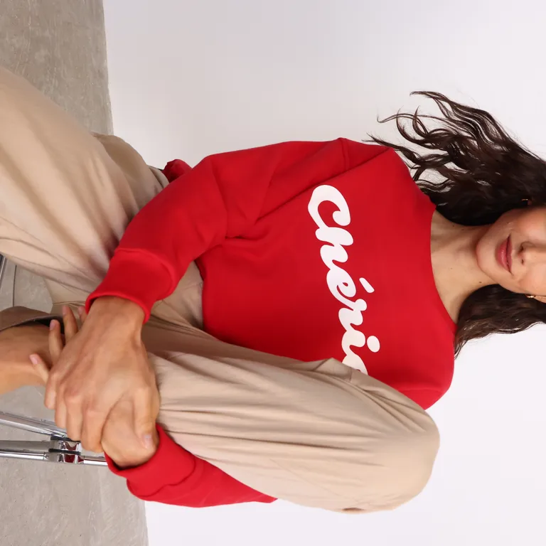 Buzo rojo de algodón con estampa central para mujer de Yagmour en Buzos y Sweaters para argentina