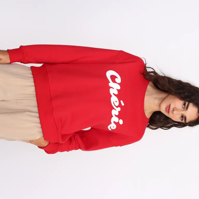 Buzo rojo de algodón con estampa central para mujer de Yagmour en Buzos y Sweaters para argentina