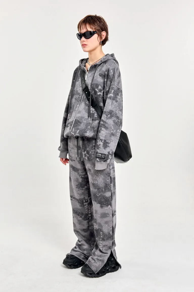 Pantalón recto camuflado con tajos laterales y ajuste en la cintura de 47 Street en Pantalones para argentina