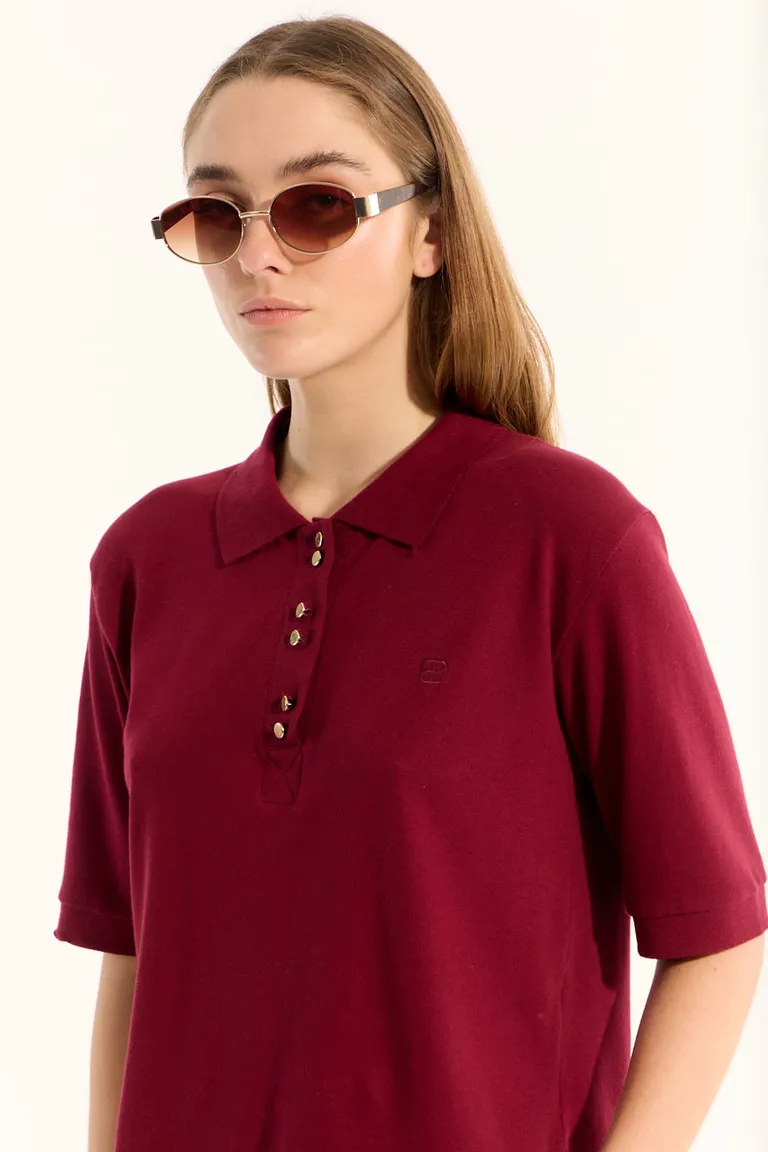 Remera de cuello polo en tejido pique liviano para mujer de Portsaid en Remeras para argentina