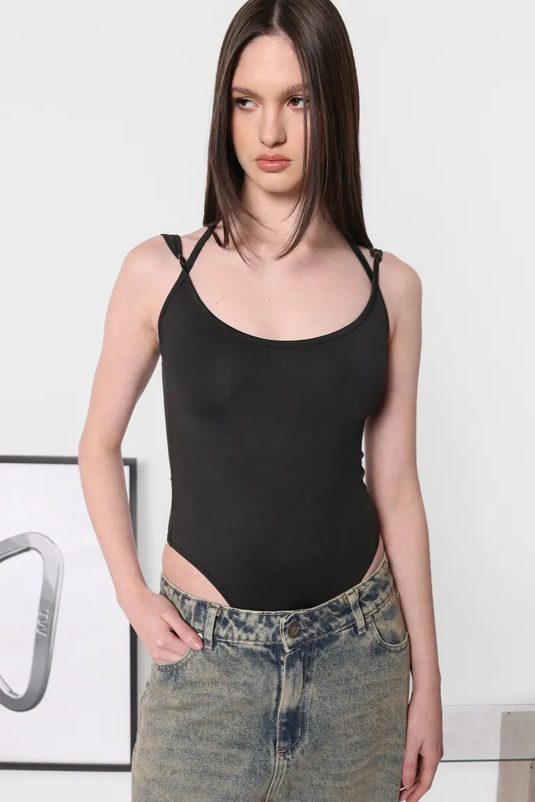 Body de microfibra con tiras cruzadas en la espalda de Top White en Bodies para argentina