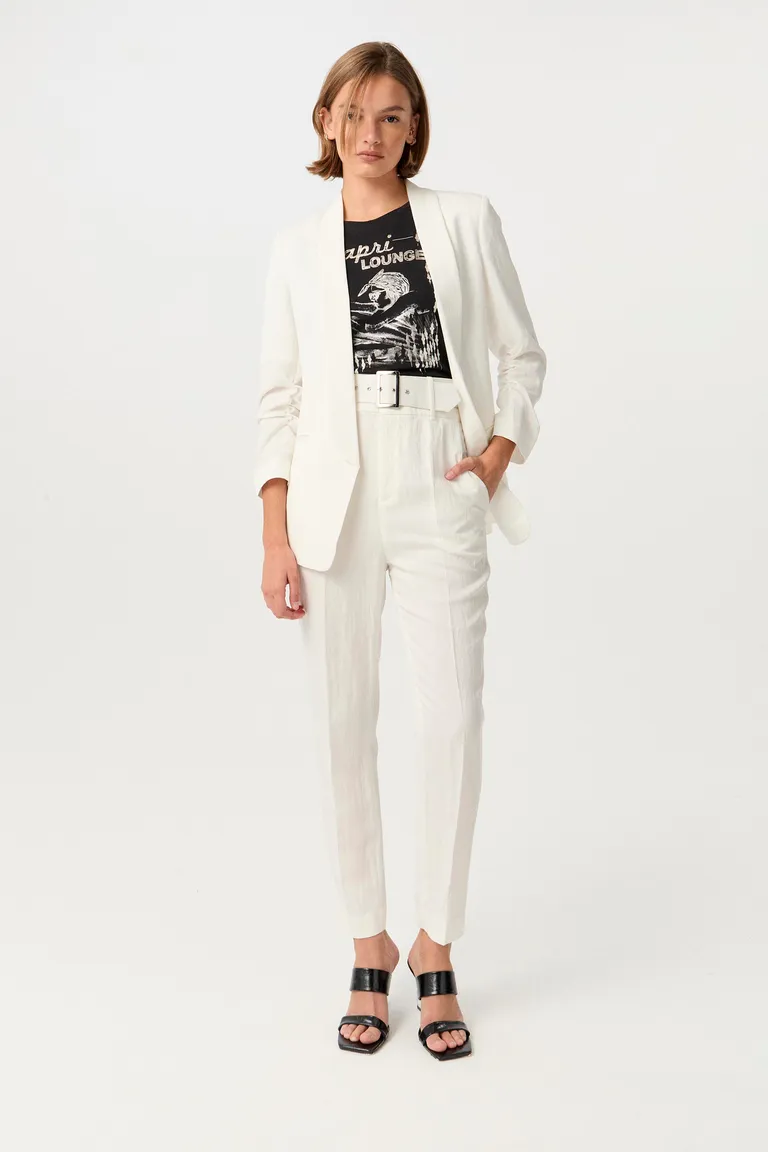 Pantalón de tiro alto y pierna slim con cinturón forrado y hebilla metálica de Markova en Pantalones para argentina