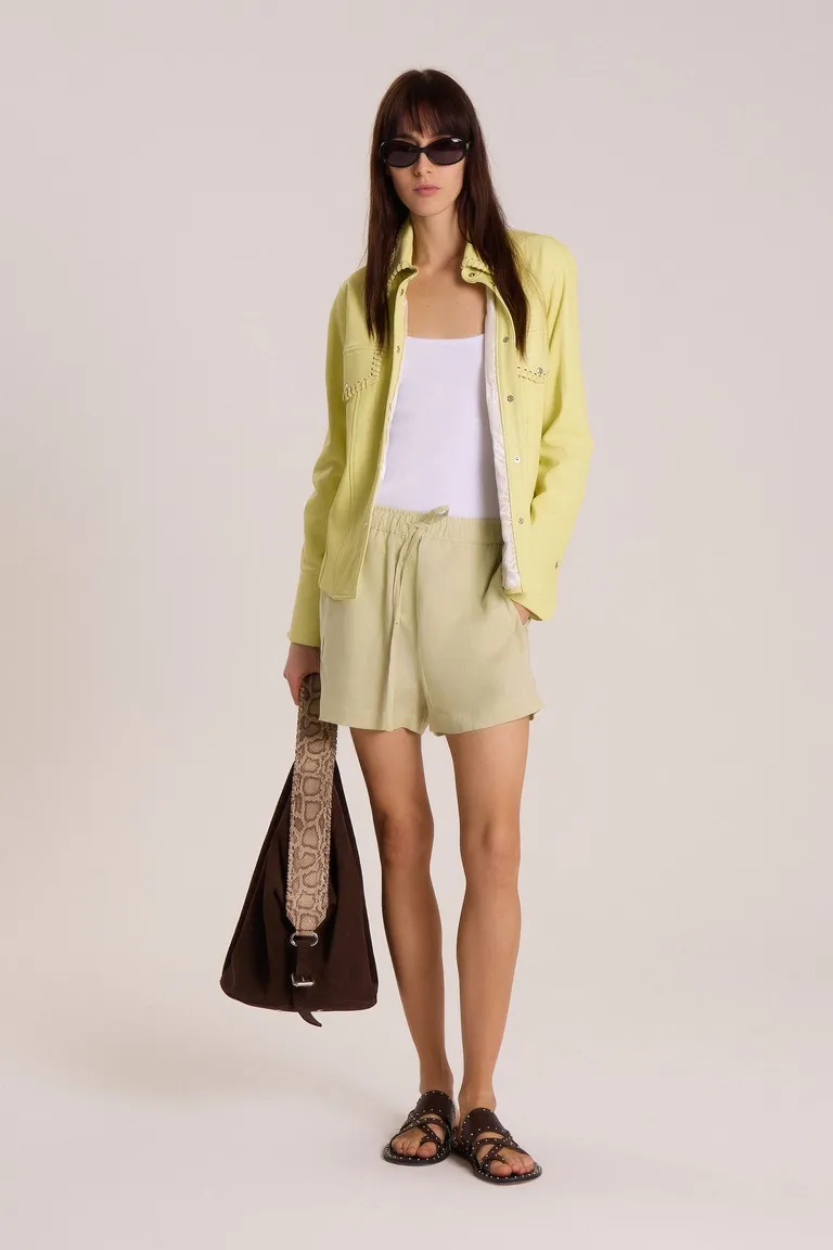 Short de lino verde con detalles bordados - Moda Mujer Argentina de Maria Cher en Shorts para argentina