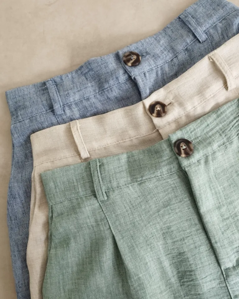 Pantalones cortos de lino con elástico en la cintura y detalles marmoleados de Lemmon en Pantalones para argentina