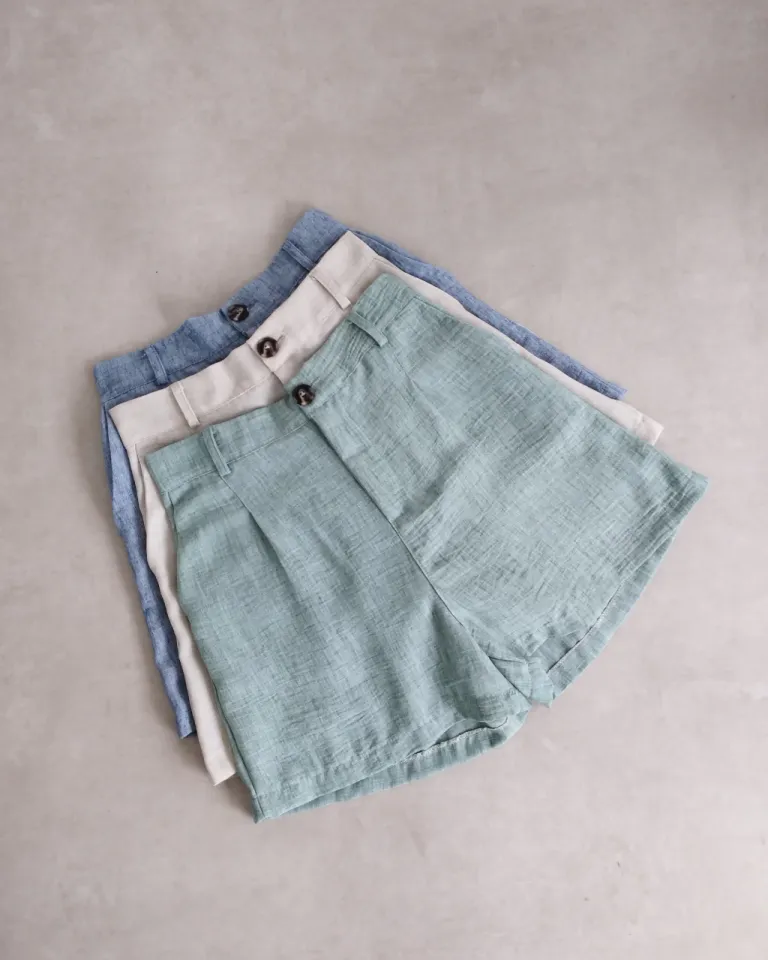 Pantalones cortos de lino con elástico en la cintura y detalles marmoleados de Lemmon en Pantalones para argentina