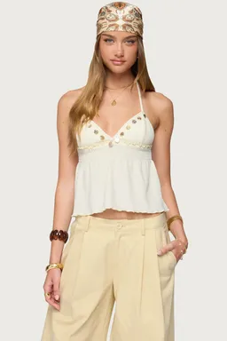 Top halter babydoll iridiscente de Edikted en Tops para argentina