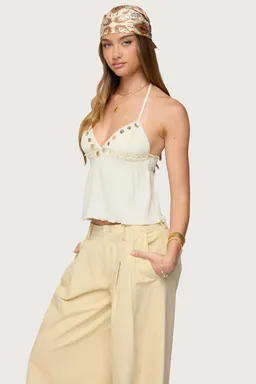 Top halter babydoll iridiscente de Edikted en Tops para argentina