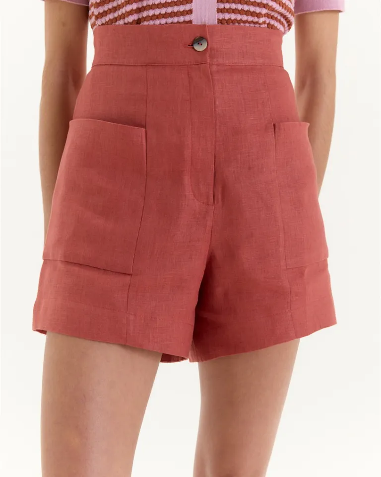 Short dayme de tiro alto en lino para un estilo veraniego y fresco de Blue Sheep en Shorts para argentina