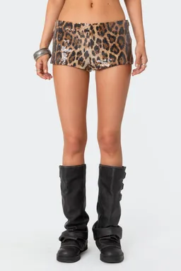 Micro short leopardo lentejuelas de Edikted en Shorts para argentina
