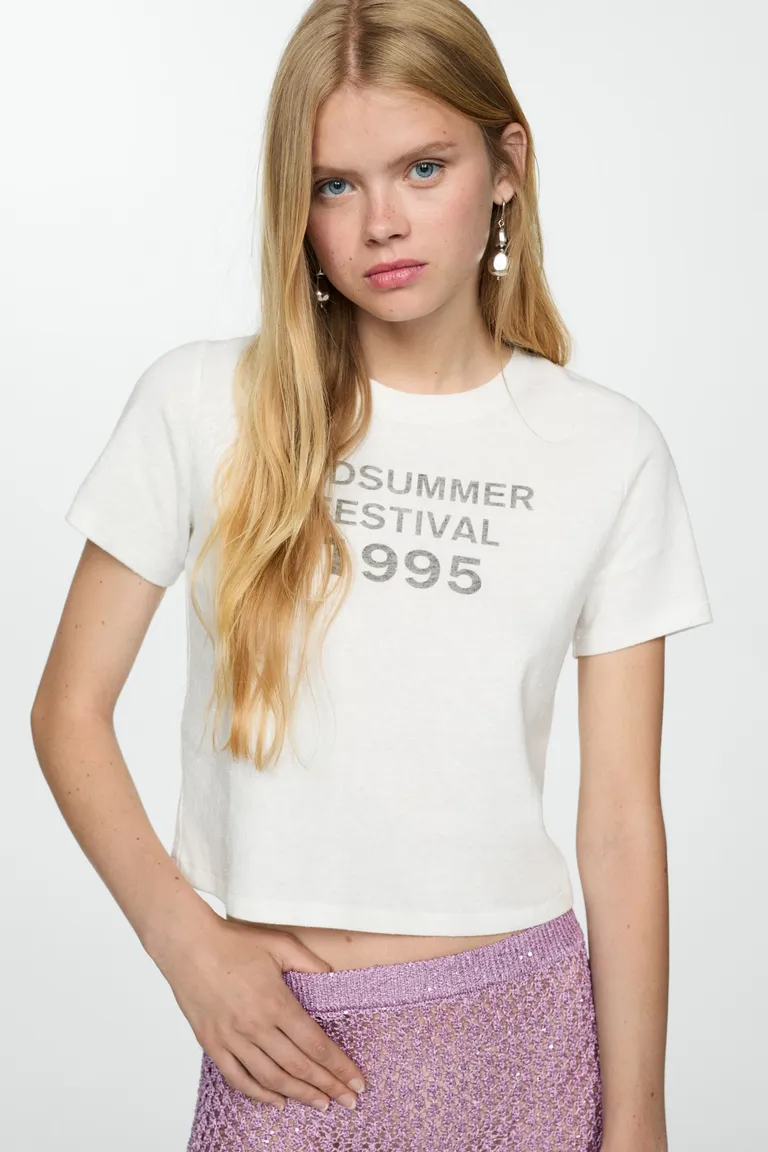 Remera corta estampada de Mango en Remeras para argentina