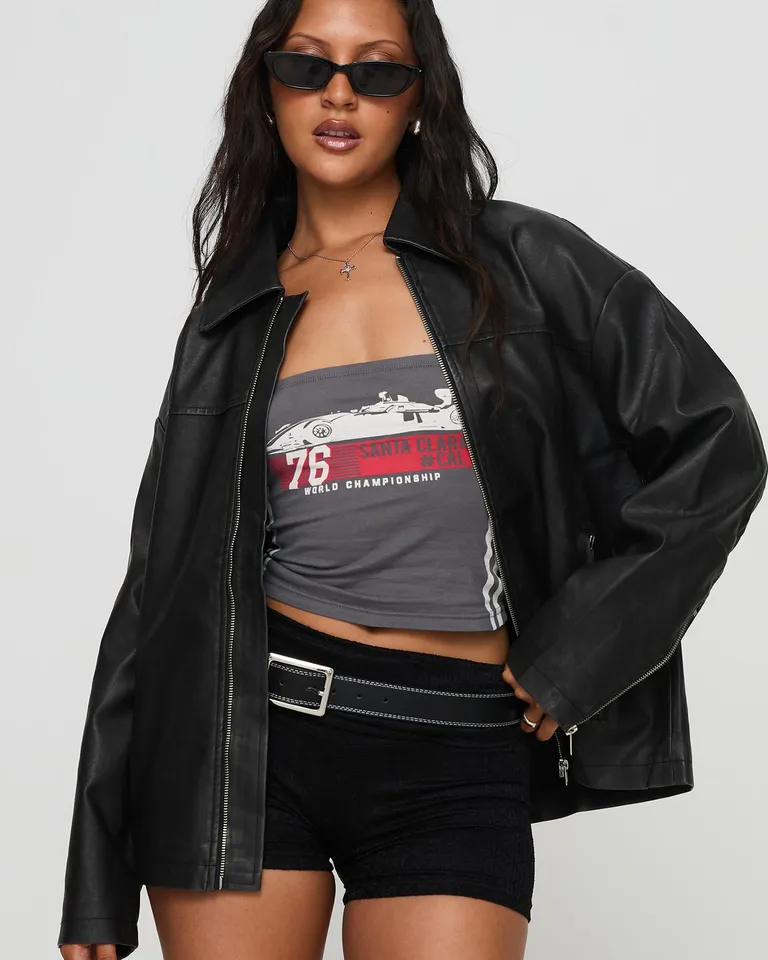 Campera napoleon cuero sintético negro de Princess Polly en Chaquetas para argentina