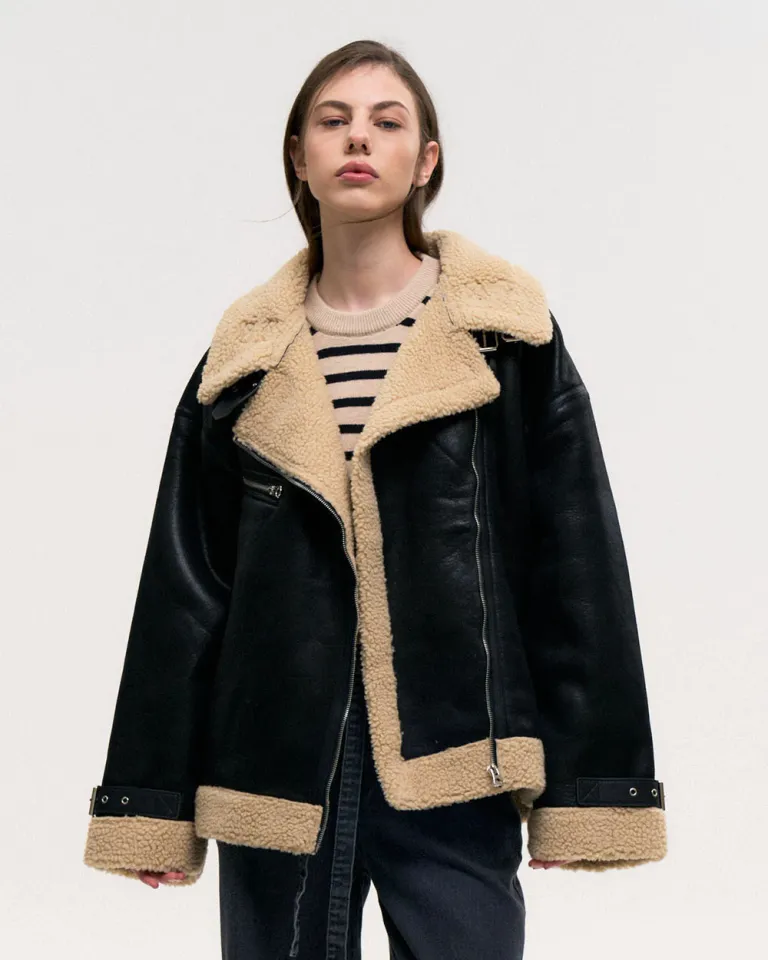 Chaqueta oversized marrón con forro de corderito de Sky en Chaquetas para argentina