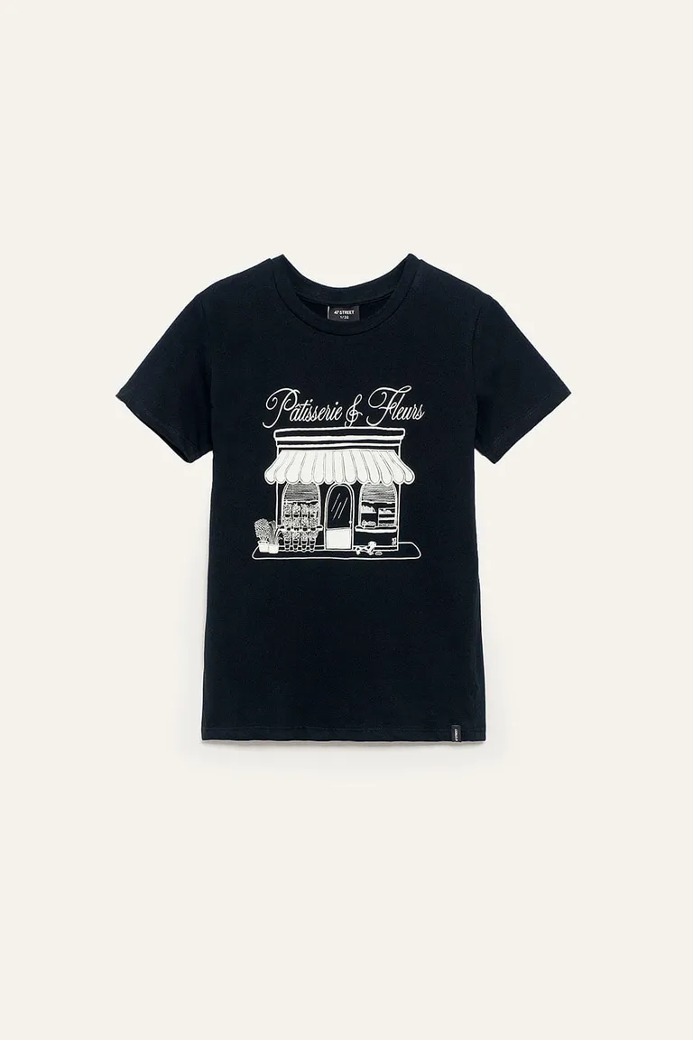 Remera de estilo vintage con ilustración francesa para mujer de 47 Street en Remeras para argentina