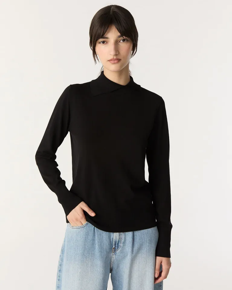 Sweater de hilo con cuello elevado y abertura frontal de Furzai en Buzos y Sweaters para argentina