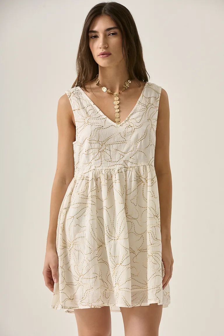 Vestido Adelfa con bordado floral y escote en V de Sweet en Vestidos para argentina