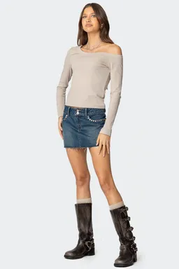 Mini falda denim tachas tess de Edikted en Faldas para argentina