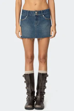 Mini falda denim tachas tess de Edikted en Faldas para argentina