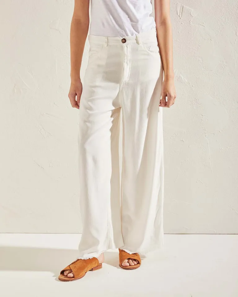 Pantalón de lino con pinzas y bolsillos traseros para mujer de Wanama en Pantalones para argentina