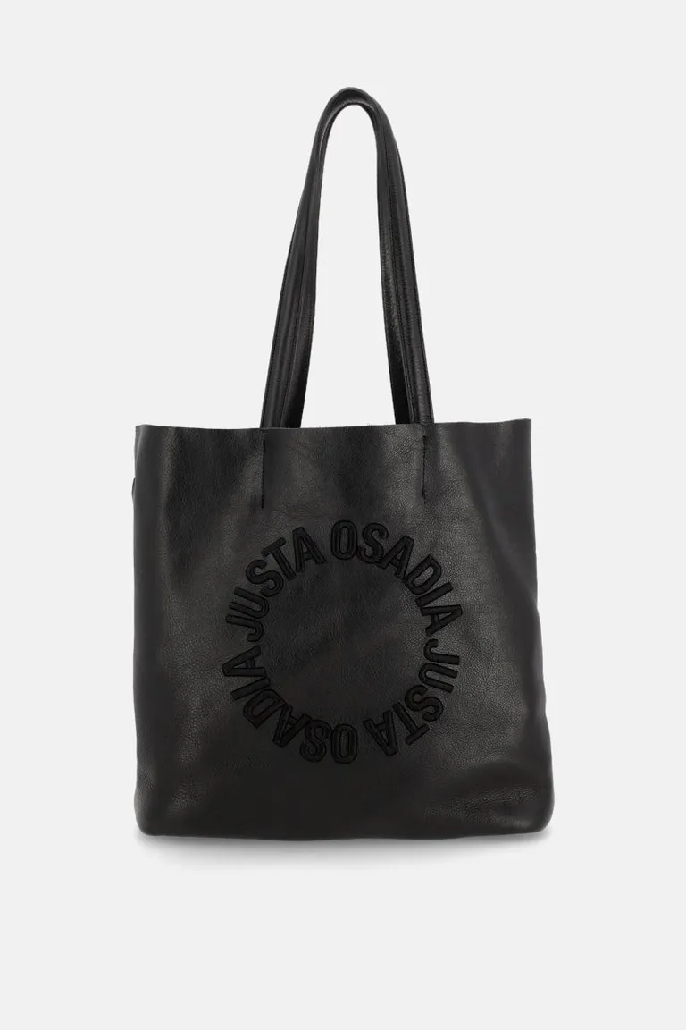 Cartera Shopping de Cuero Negro con Diseño Personalizado y Compartimento Interior de Justaosadia en Bolsos y Carteras para argentina