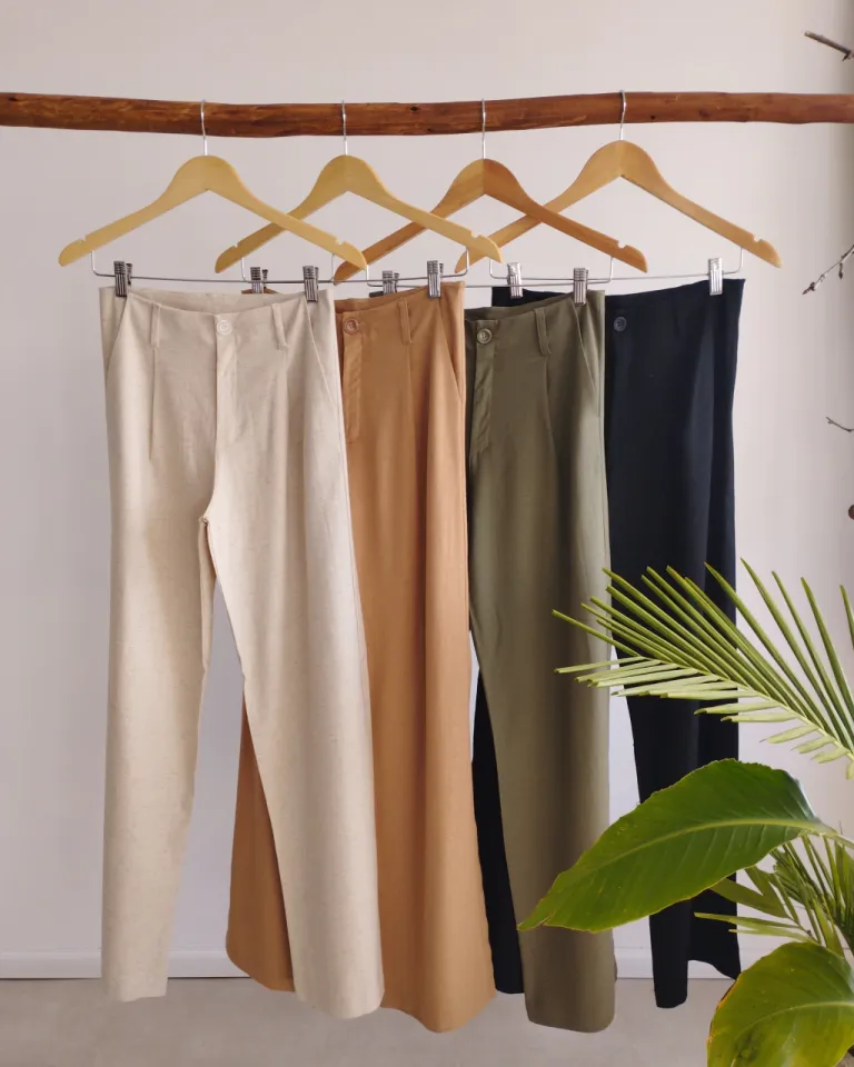 Pantalón de lino con pinza delantera y cintura con vista para mujer de Lemmon en Pantalones para argentina