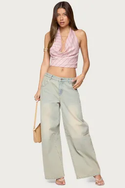 Top halter rayado metálico drapeado de Edikted en Tops para argentina