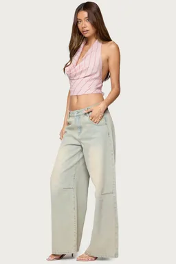 Top halter rayado metálico drapeado de Edikted en Tops para argentina