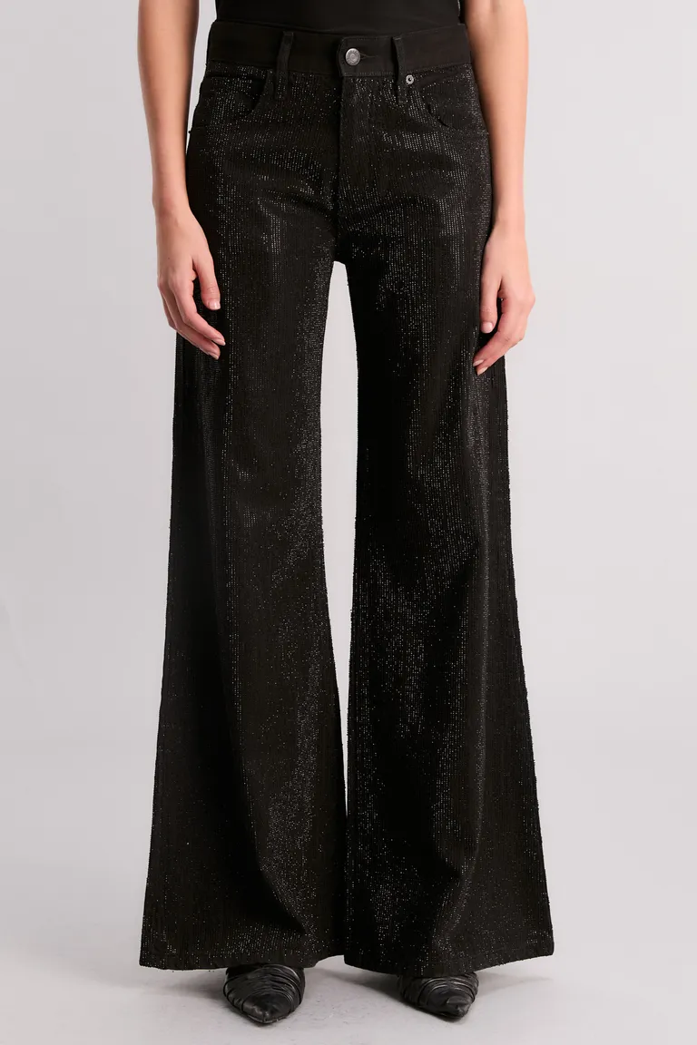 Pantalones negros con diseño lluvioso y brillante para un look audaz y de tendencia de Kosiuko en Pantalones para argentina