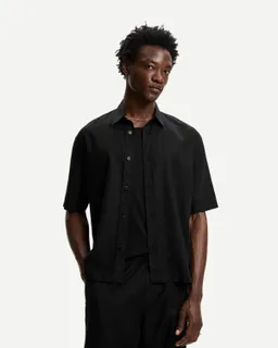 Camisa manga corta con lino de Bershka en Camisas para argentina