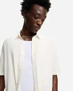 Camisa manga corta con lino de Bershka en Camisas para argentina