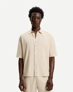 Camisa manga corta con lino de Bershka en Camisas para argentina