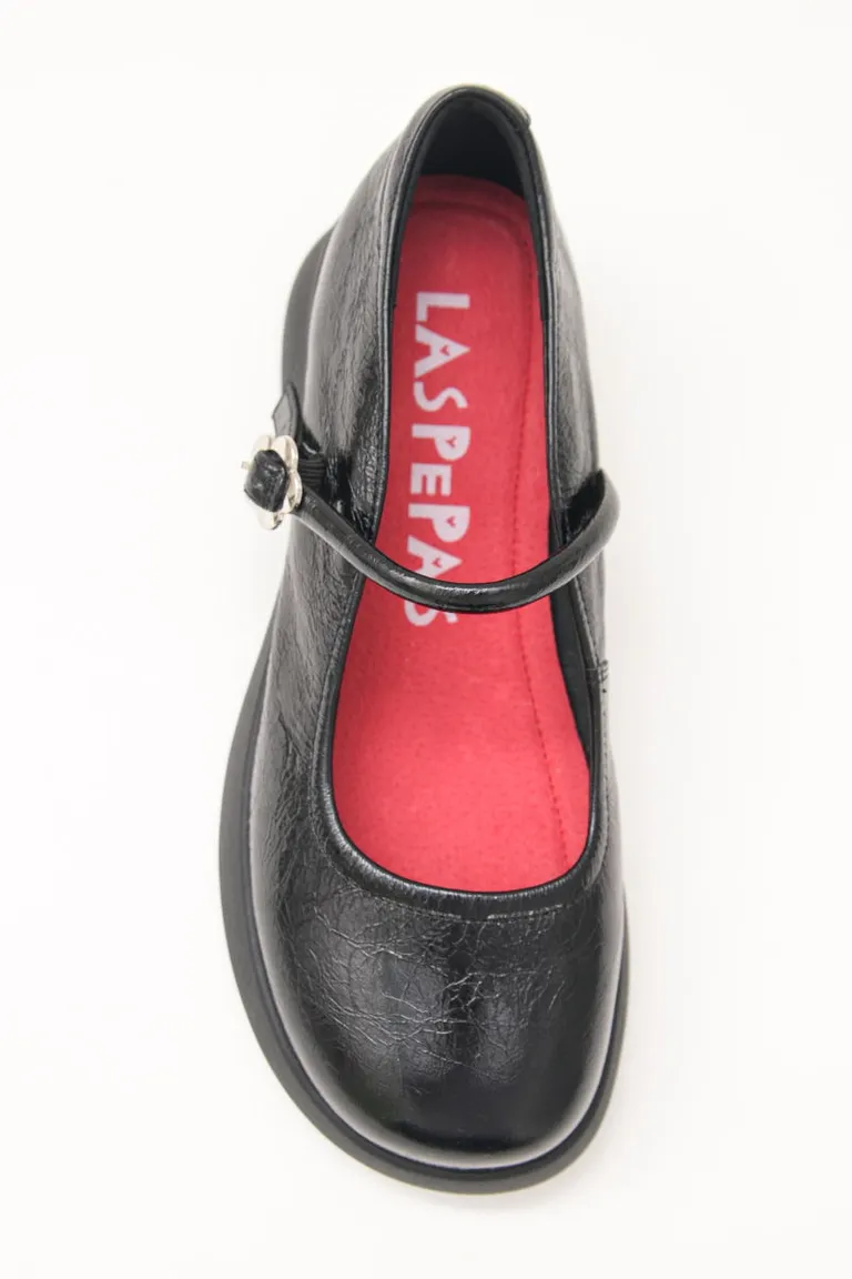 Zapatos con tira en forma de flor y plataforma para comodidad de Las Pepas en Zapatos con Tacos para argentina