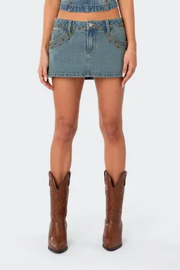 Mini falda denim lavada tachas de Edikted en Shorts para argentina
