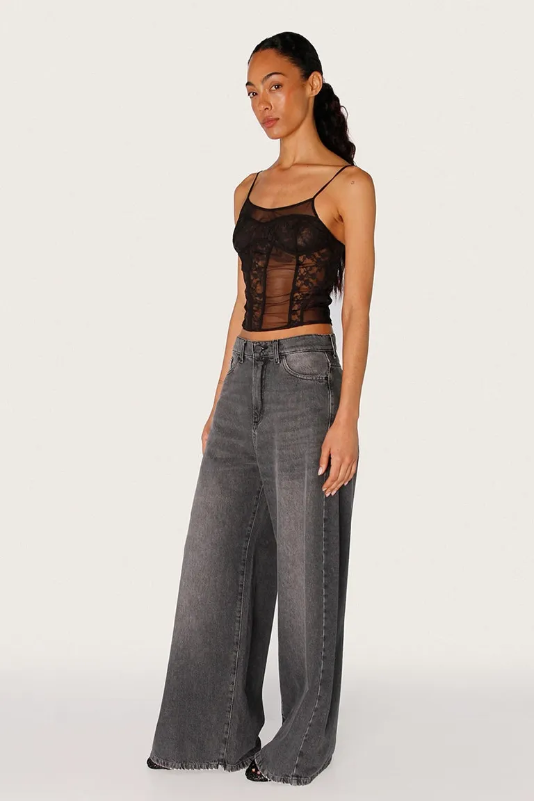 Pantalón de jean ancho con tiro medio y detalles en metal de Sofia Sarkany en Pantalones para argentina