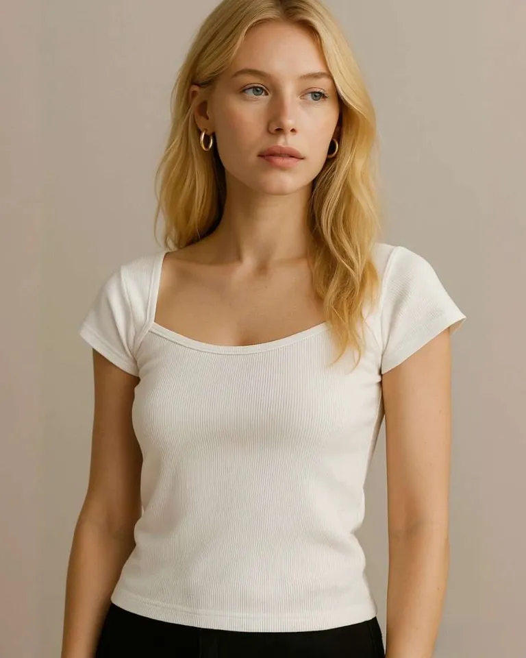 Remera de escote americano en tela suave y cómoda para mujer de Hesed en Remeras para argentina