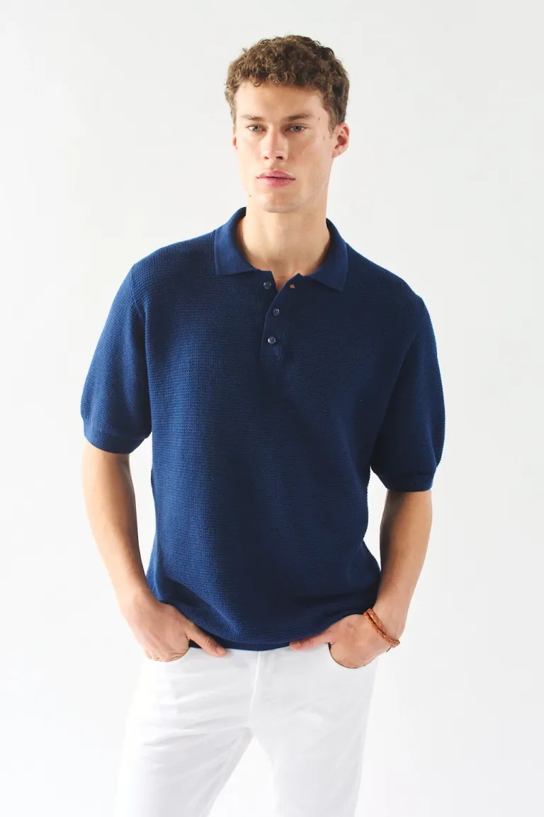 Sweater chomba de manga corta con textura tipo waffle para hombres de Bensimon en Buzos y Sweaters para argentina