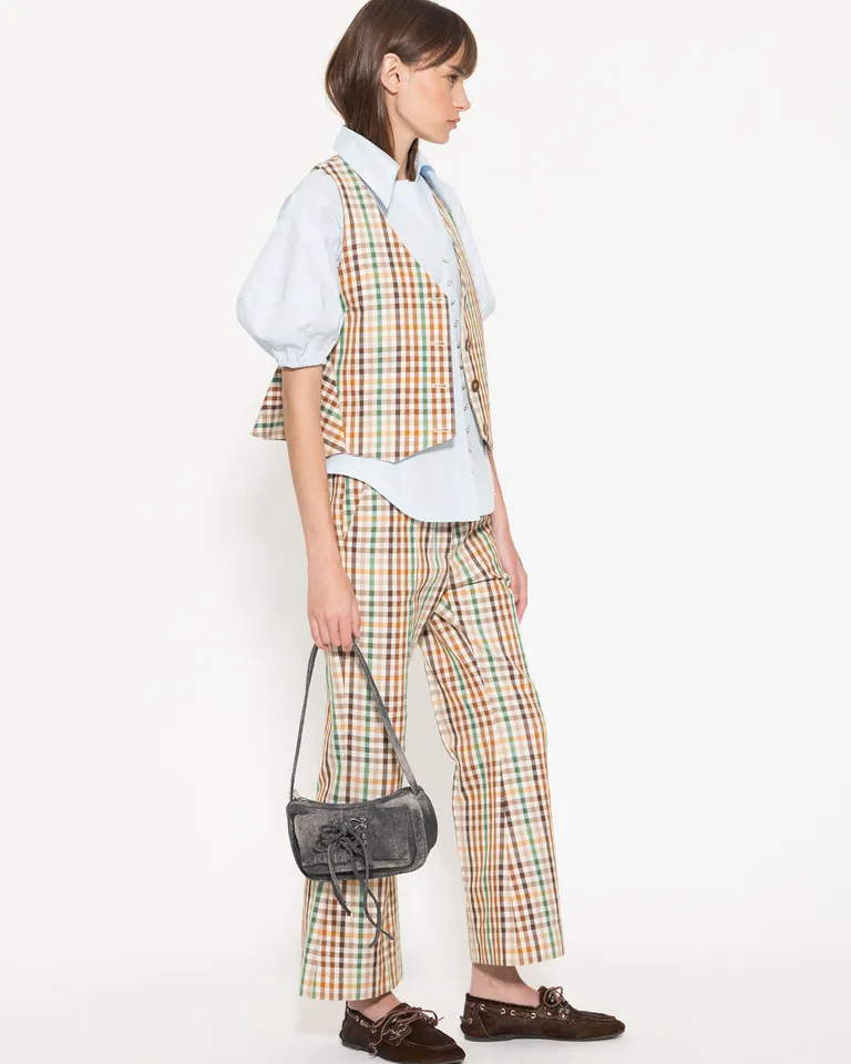 Mini Bolso de Cuero Ovino con Detalles Metálicos y Forro de Jacquard de Jazmin Chebar en Bolsos y Carteras para argentina