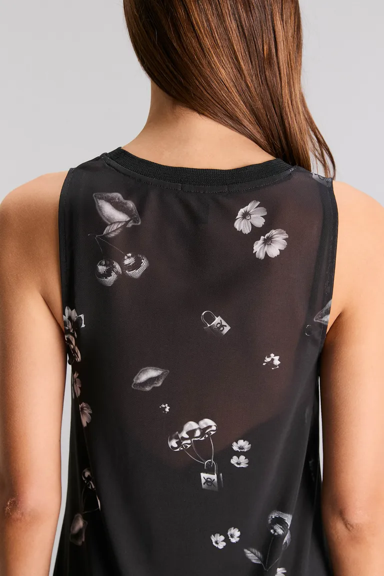 Vestido largo de microtul con estampado exclusivo de corte regular de Kosiuko en Vestidos para argentina