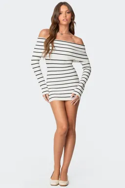 Mini vestido punto rayas doblez de Edikted en Vestidos para argentina