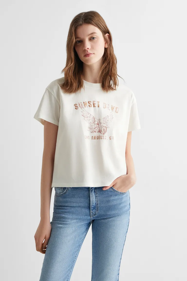 Remera crop con mensaje de Mango Teen en Remeras para argentina
