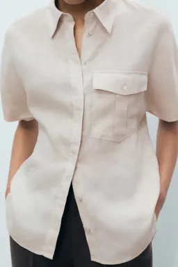 Camisa lino con bolsillo de Mango en Camisas para argentina