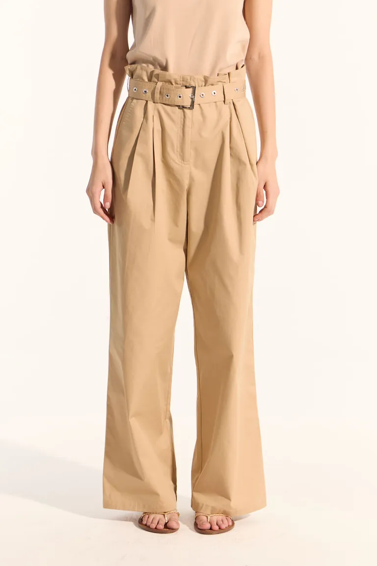 Pantalón de corte recto y tiro alto en género de algodón de Portsaid en Pantalones para argentina