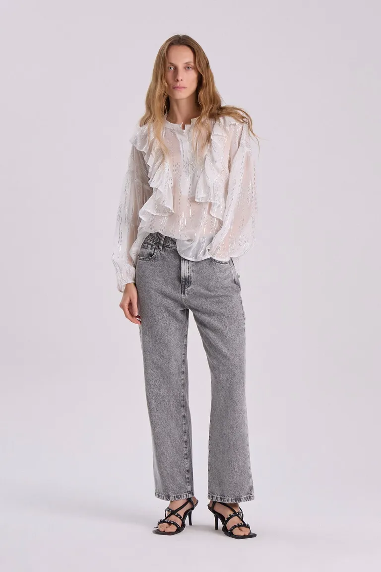 Blusa holgada y voluminosa de georgette con detalles fruncidos en hombros y mangas de Maria Cher en Blusas para argentina