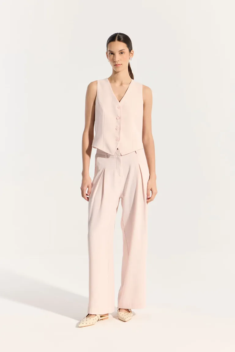 Pantalón de Corte Amplio y Tiro Medio en Tono Rosado de Portsaid en Pantalones para argentina