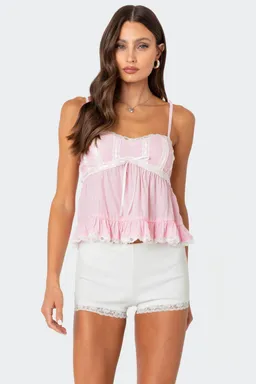Musculosa babydoll con encaje de Edikted en Tops para argentina