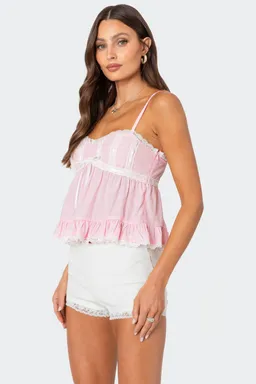 Musculosa babydoll con encaje de Edikted en Tops para argentina