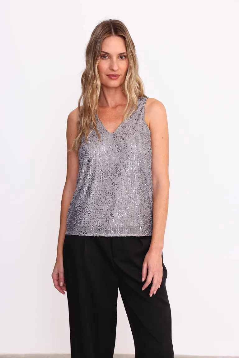 Blusa de lentejuelas de corte recto y diseño elastizado de Yagmour en Blusas para argentina