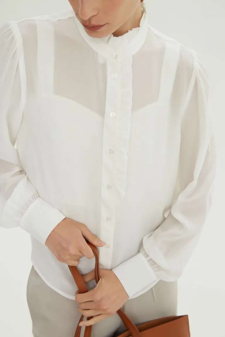 Camisa con cuello mao volados y cierre frontal abotonado de Las Pepas en Camisas para argentina