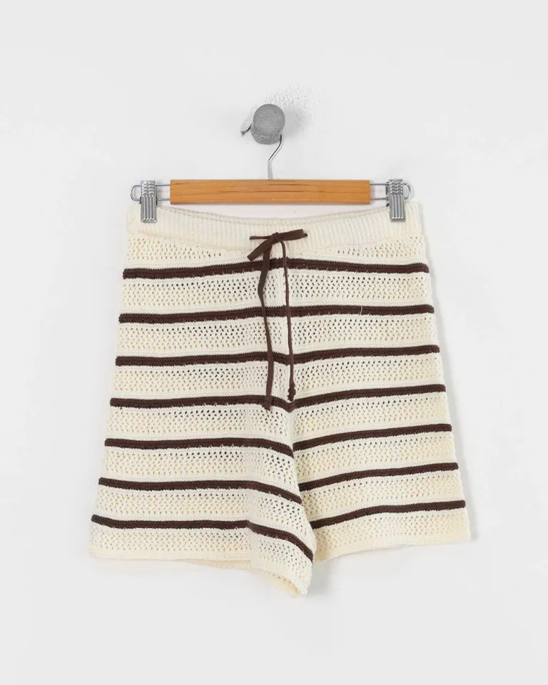 Shorts rayados y lisos tejidos con elástico en la cintura y tiras para atar de Sky en Shorts para argentina